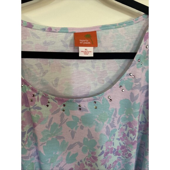 HEARTS OF PALM Women's X-Large  Pullover Short Sleeve T-Shirt MSRP $50 Pastel - Picture 4 of 7